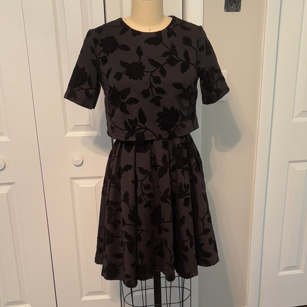 Topshop Velvet Black Peplum Mini Dress